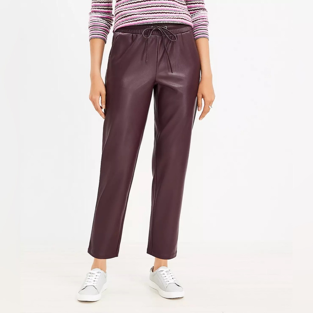 LOFT Pull On Slim Pants in Faux Leather